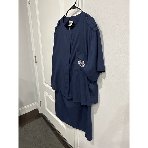 Vintage Lady 12 West Blue 2 Piece Shirt Skirt Set Blue Plus Size Retro Classic - Picture 3 of 16